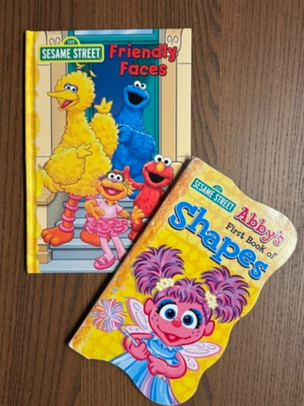Sesame Street Board + Picture Book Lot (2) Abby Cadabby Shapes + Friendly Faces